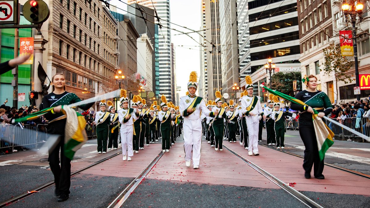 CalPolyCLA's tweet photo. The @CalPoly Mustang Marching Band has been invited for the eighth time to participate in the Alaska Airlines Chinese New Year Parade on Saturday, Feb. 4, in San Francisco! The performance will be live streamed via Facebook. Learn more: https://t.co/IPGiFj7uFS https://t.co/1l73Xka9V3