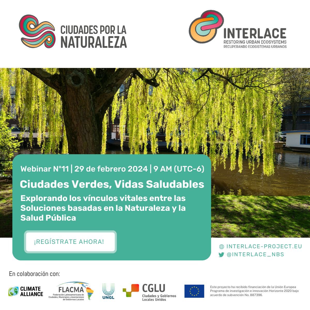#FLACMA te invita a unirte al 11º Webinar de #CiudadesPorLaNaturaleza <Ciudades Verdes, Vidas Saludables> del proyecto @INTERLACE_NBS <a href="/uclg_org/">United Cities</a> <a href="/EcologicBerlin/">Ecologic Institute</a> <a href="/ClimatAlliance/">Climate Alliance</a>

🗓️ 29 de febrero 2024

🔗 Registro: climatealliance-org.zoom.us/meeting/regist…

ℹ️ interlace-hub.com/node/30900