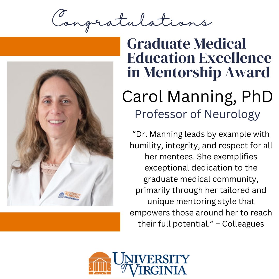 Please join us in congratulating Dr. Carol Manning, a 2023 recipient of the Graduate Medical Education Excellence in Mentorship Award.