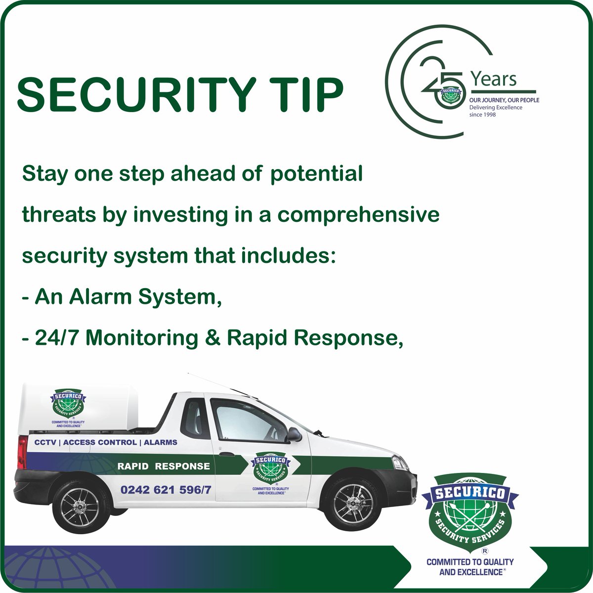 SECURITY TIP Stay one step ahead of potential threats by investing in a comprehensive security system. #alarmsystem #burglaralarm