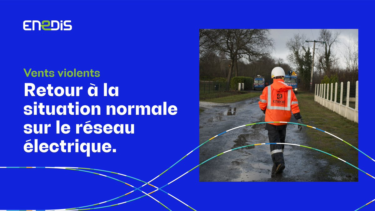 #TempeteLouis Retour à la normale sur le réseau électrique picard ⚡️! Merci à nos agents mobilisés 👷‍♂️👷‍♀️ sur les 3 départements pour rétablir les clients le ➕ rapidement possible tout en garantissant la sécurité de tous.