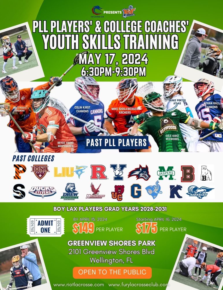 5/17 Event in Wellington, Florida in conjunction with Fury lacrosse riotlacrosse.com