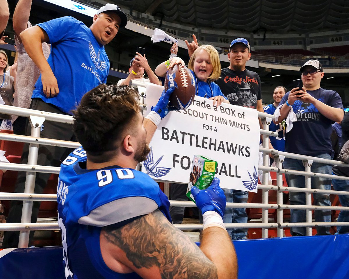 BattlehawksUFL's tweet photo. 4 years ago today, st. louis welcomed a brand new football team to the battledome with open arms.

a lot has changed since then, but the love from battlehawk nation has only gotten stronger. thanks for coming along for the ride, family. we’re just getting started. 💙 https://t.co/7cQHegDjWB