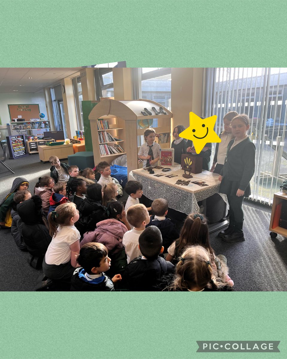 StEunan's tweet photo. P1 were treated to an impromptu presentation of P4’s Victorian artefacts as they walked by the open area earlier this week! Thank you p4 for spending time teaching P1! #LeadersofLearning #ThoseUnplannedMoments https://t.co/JAL6skxgau