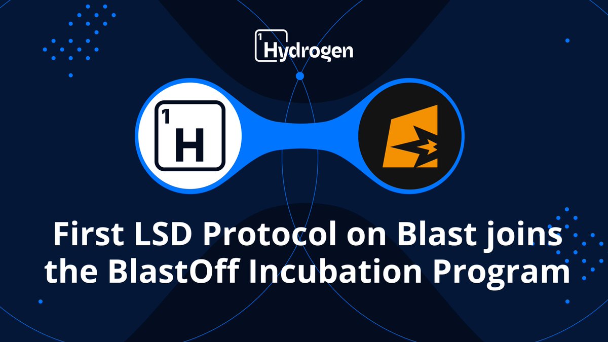 h1blast's tweet photo. We proudly announce that Hydrogen Protocol will be incubated by @blastozone🚀

BlastOff is the biggest Native Yield and Yield Aggregator Launchpad on @Blast_L2.

We are grateful for their stamp of approval and support, which is invaluable to Hydrogen's success!

Let's build🤝 https://t.co/2hWpXGbx00
