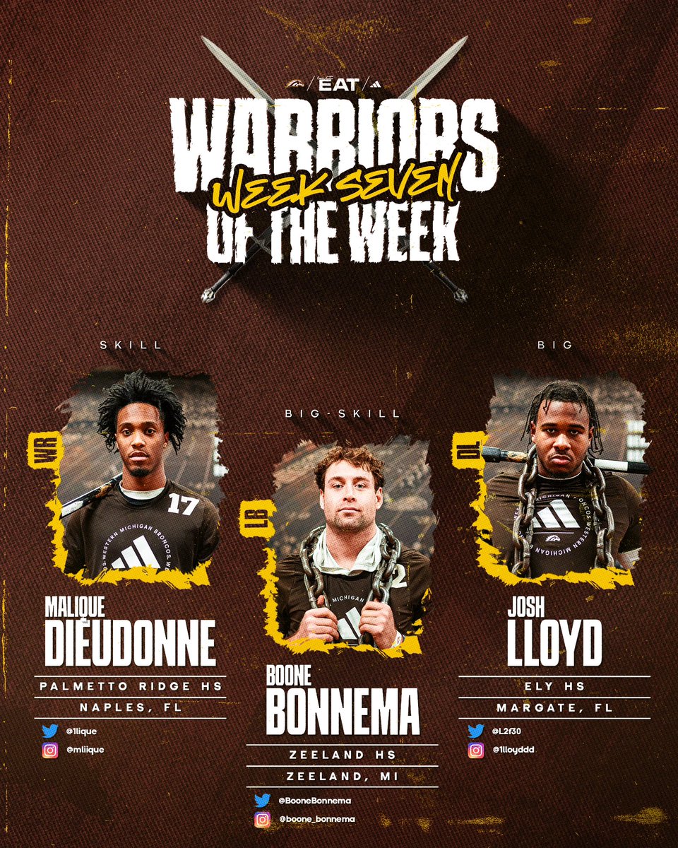 Congratulations to our #WarriorsOfTheWeek ⚔️ @10lique @BooneBonnema @L2F30 #EAT | #BroncosReign
