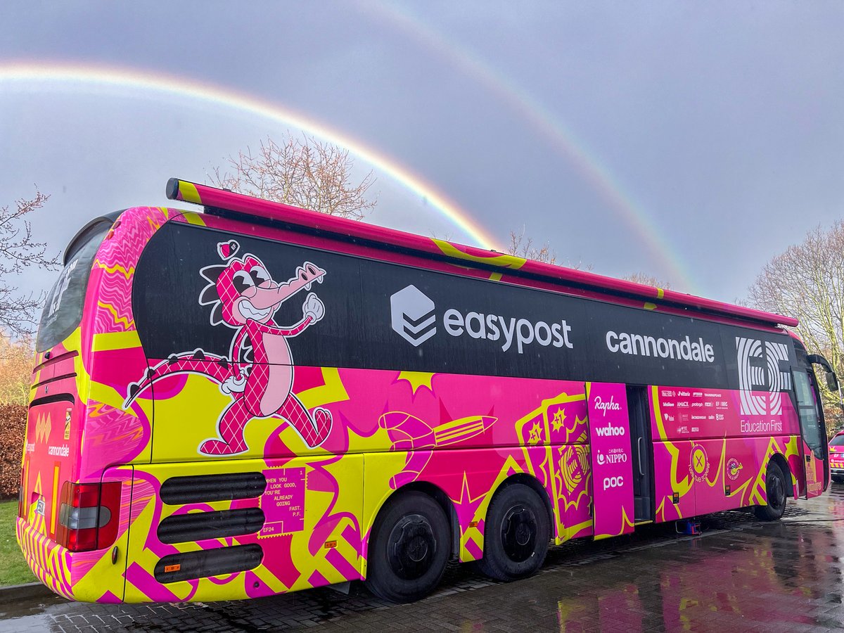 Chasing rainbows today, racing classics tomorrow! 🌈

<a href="/OmloopHNB/">Omloop Nieuwsblad</a> #EFProCycling #OHN24