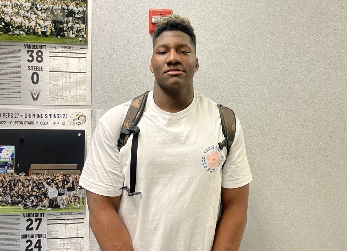 I was impressed during my time with 2025 Vandegrift DL Daeshon Morgan (@DaeshonMorgan06) today. Visited #Texas in January + earned offers from Cal, Texas Tech & many others last month. At 6’4” and 260, there is a tremendously high ceiling here. Expect to see his offer list…