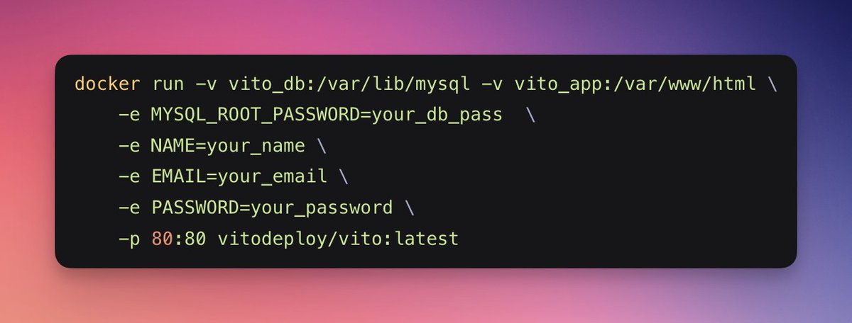 devsarfo's tweet image. Exciting News from @saeed_vz - version 0.10.0 of Vitodeploy has been released 🎉You can now install Vito via docker!

#Vito #Docker #ReleaseUpdate