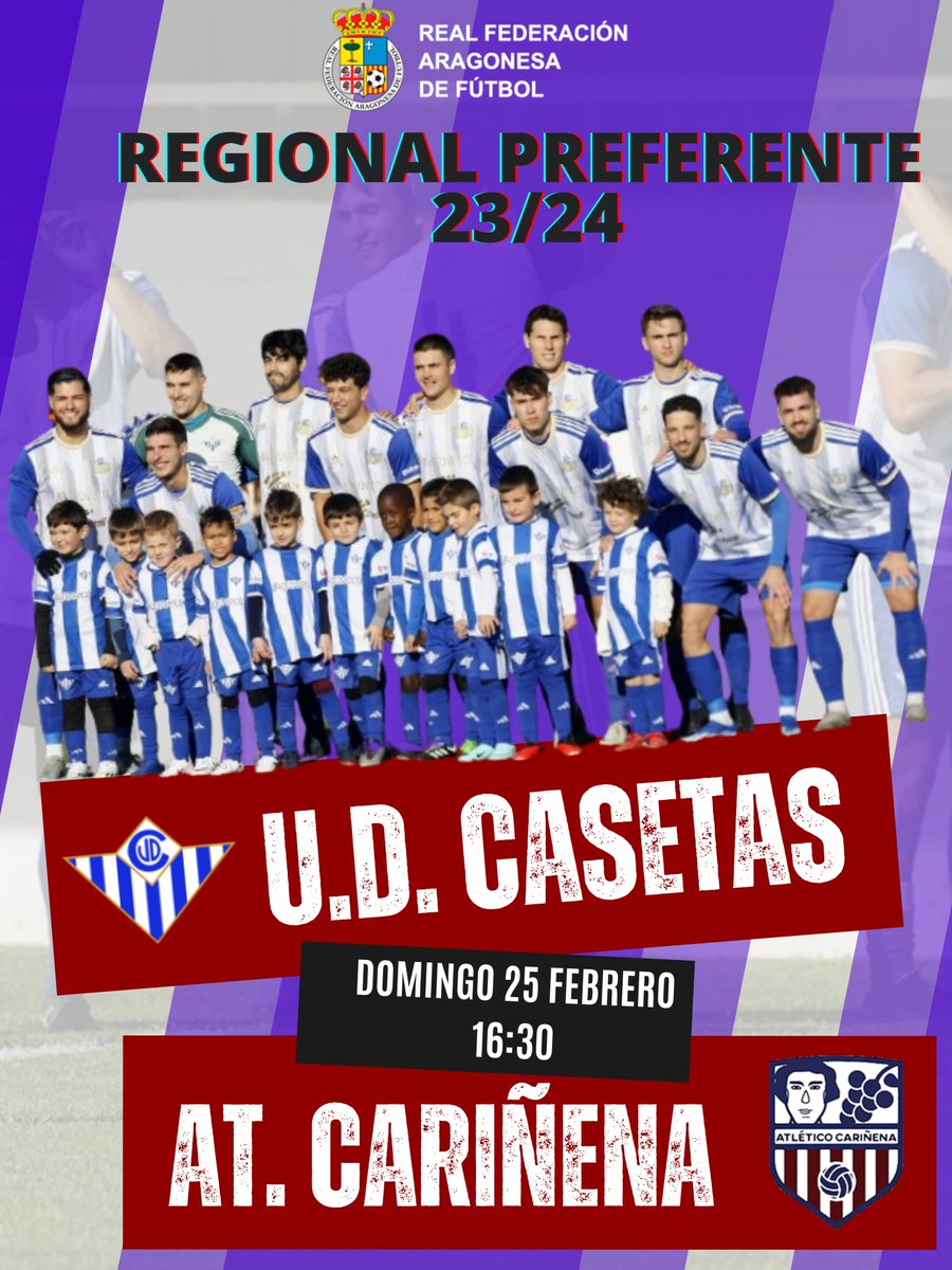 🗣️Volvemos a San Miguel!!
<a href="/udcasetas/">Unión Deportiva Casetas</a> 🆚 AT. Cariñena 🍇

🗓️ 25 Febrero
🏟️ CFM San Miguel
⌚️ 16:30

🫂 Os necesitamos para celebrar una nueva victoria!!