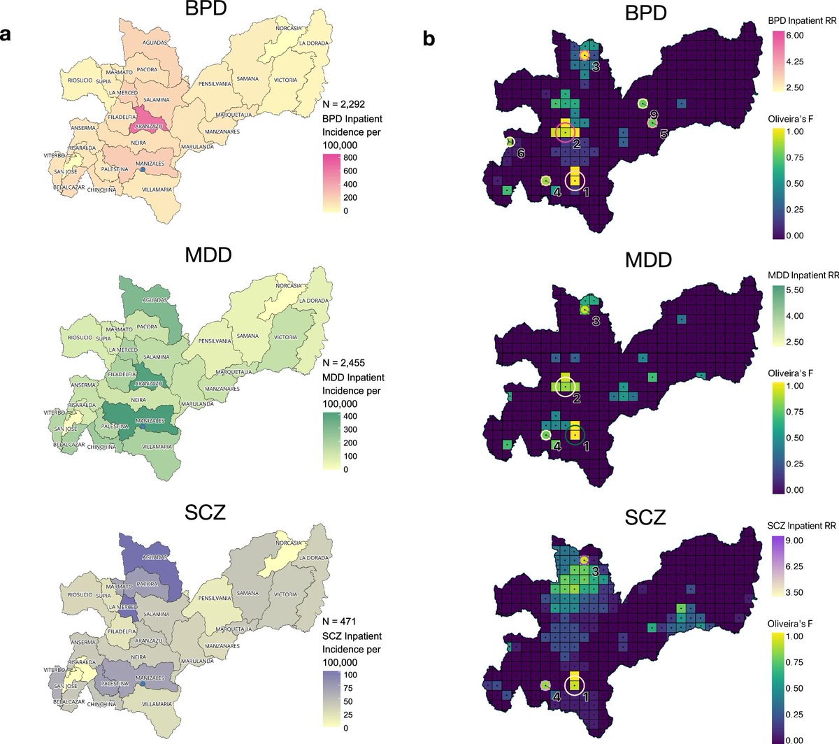 #Geospatial Investigations in Colombia reveal variations in the distribution of mood and psychotic disorders by Song, @loldeloo et al in @CommsMedicine Inequitable geographic accessibility of specialty mental healthcare services. Targeting resources to identify severely ill…