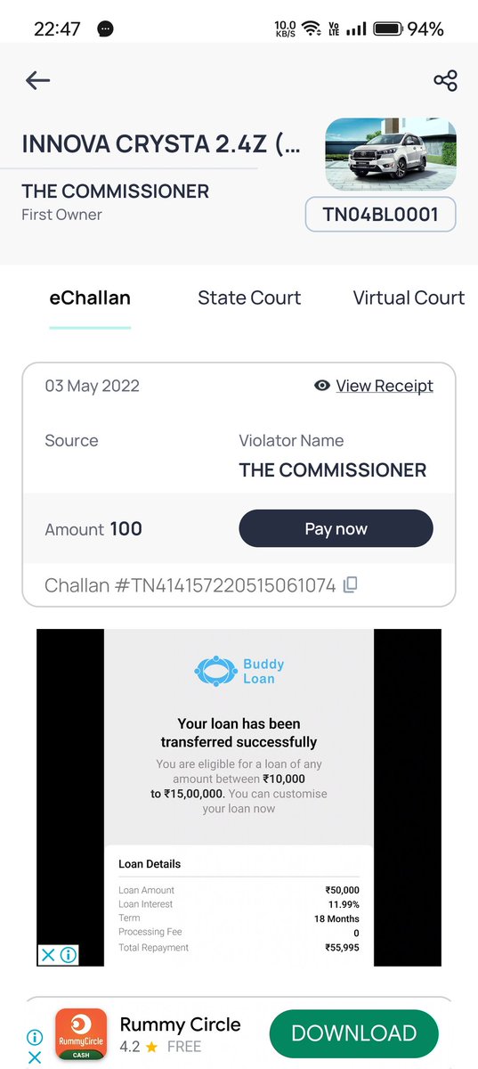 PublicCop's tweet photo. @polimernews Since 2022, there is 2 traffic violation challan pending for this car.  Miss using the power. https://t.co/jyZcEAlTFD