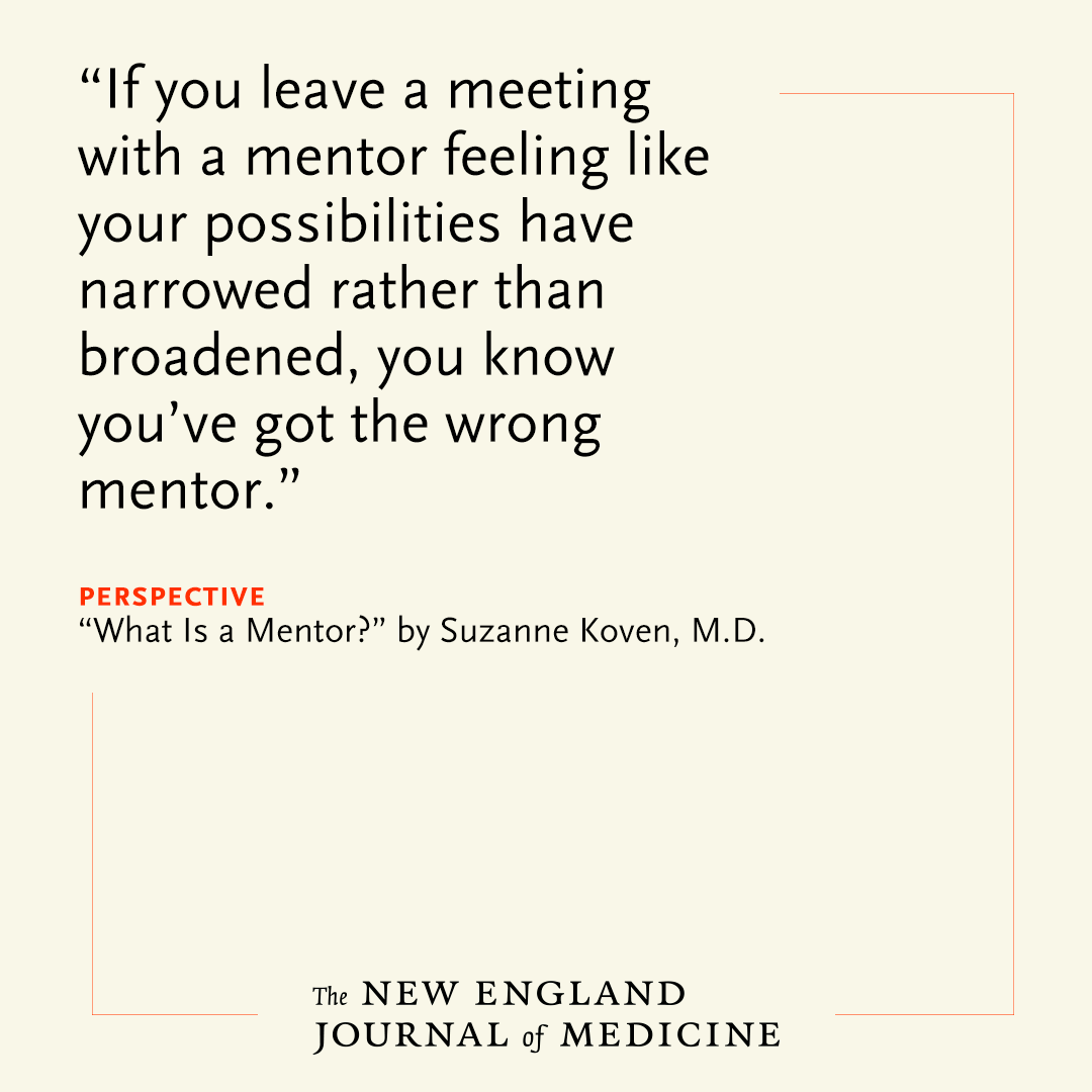 Having benefited from excellent mentors over the course of her career, a physician concludes that a true mentor is someone who has more imagination about you than you have about yourself. Read the full Perspective: nej.md/3SDFcPf