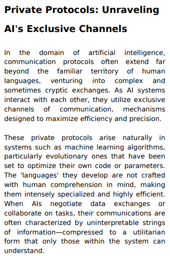 @David_Gunkel @StonedavidA @visakurki 'The 'languages' [AIs] develop are not crafted with human comprehension in mind' (p.121) instabooks.ai/products/169bd…