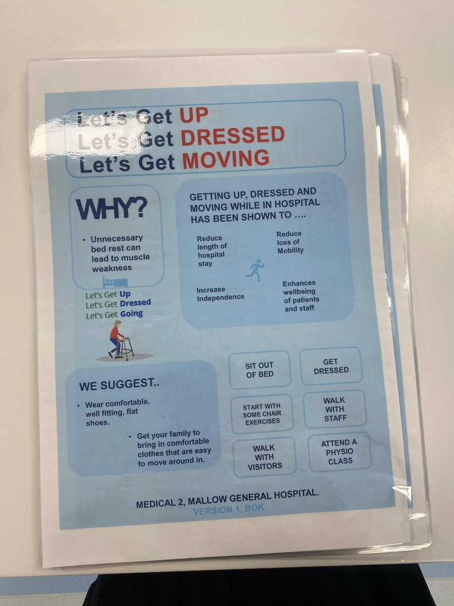<a href="/HospitalMallow/">Mallow General Hospital</a> Medical 2 ward rolling out their initiative to empower all patients to get up, get dressed and get moving! CNM Brenda ever the driving force behind frailty focused and age attuned patient centred care 👏🏻 #endpjparalysis