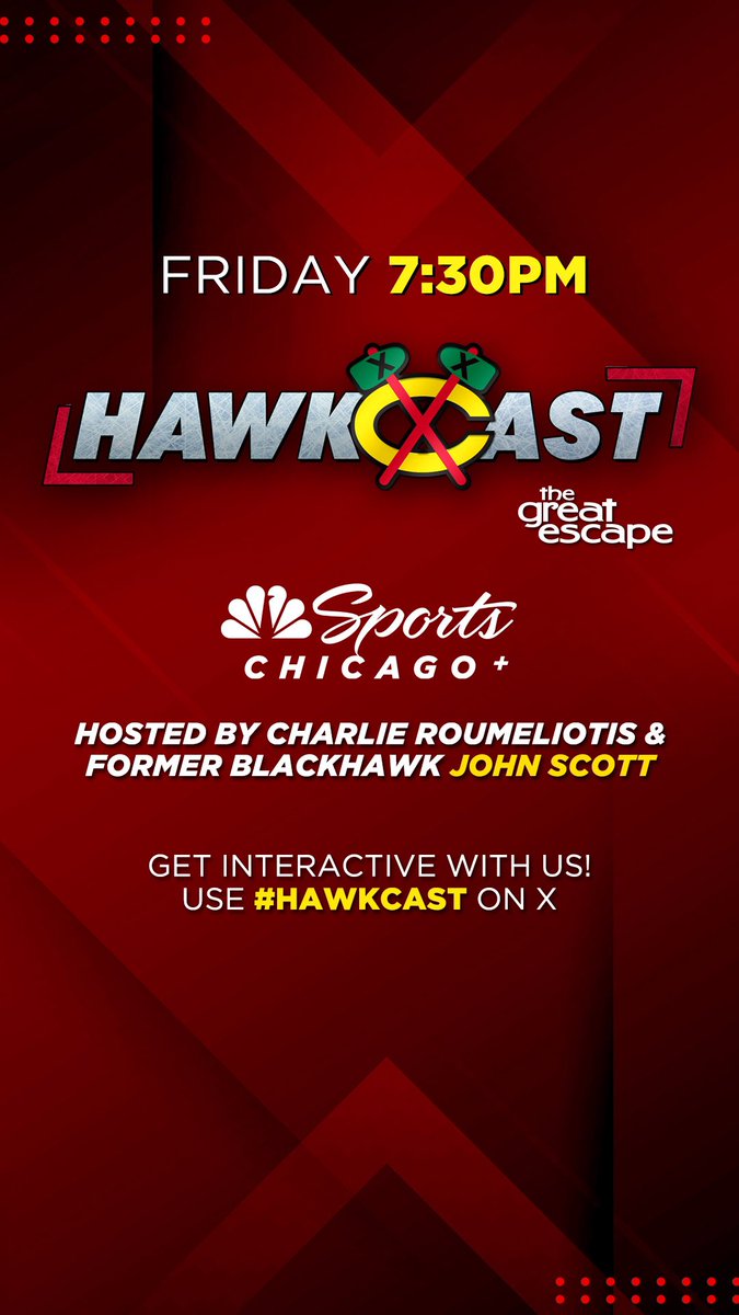 CRoumeliotis's tweet photo. It’s a #HawkCast night on @NBCSChicago Plus. See you at 7:30 p.m. #Blackhawks https://t.co/vKSvPzcA8I