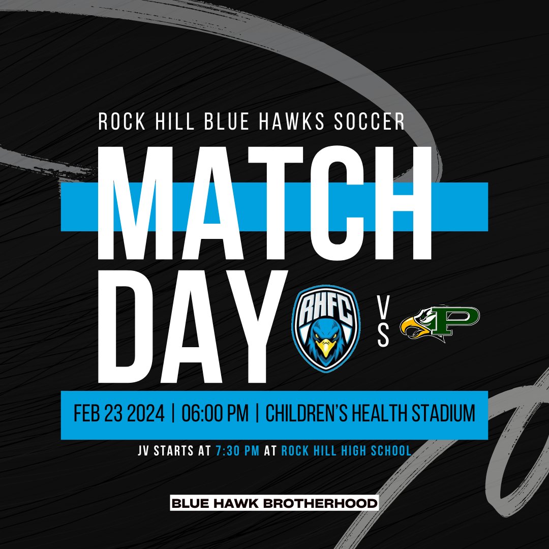 Rock Hill Men’s Soccer (@rockhill_msoc) on Twitter photo MATCH DAY vs <a href="/ProsperSoccer/">PHS Boy's Eagle Soccer</a>
Please take note of the unique time changes and locations for tonight's games.
GO BLUE HAWKS!
#BlueHawkBrotherhood MATCH DAY vs <a href="/ProsperSoccer/">PHS Boy's Eagle Soccer</a>
Please take note of the unique time changes and locations for tonight's games.
GO BLUE HAWKS!
#BlueHawkBrotherhood