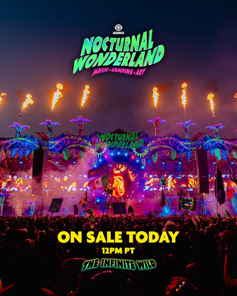 Make sure your alarms are set for 12PM PT TODAY to secure your festival & camping passes for #NocturnalWonderland! ⏱️ → insom.co/nocturnal The Creatures of the Night cannot wait to awaken in #TheInfiniteWild! 🐾🌙