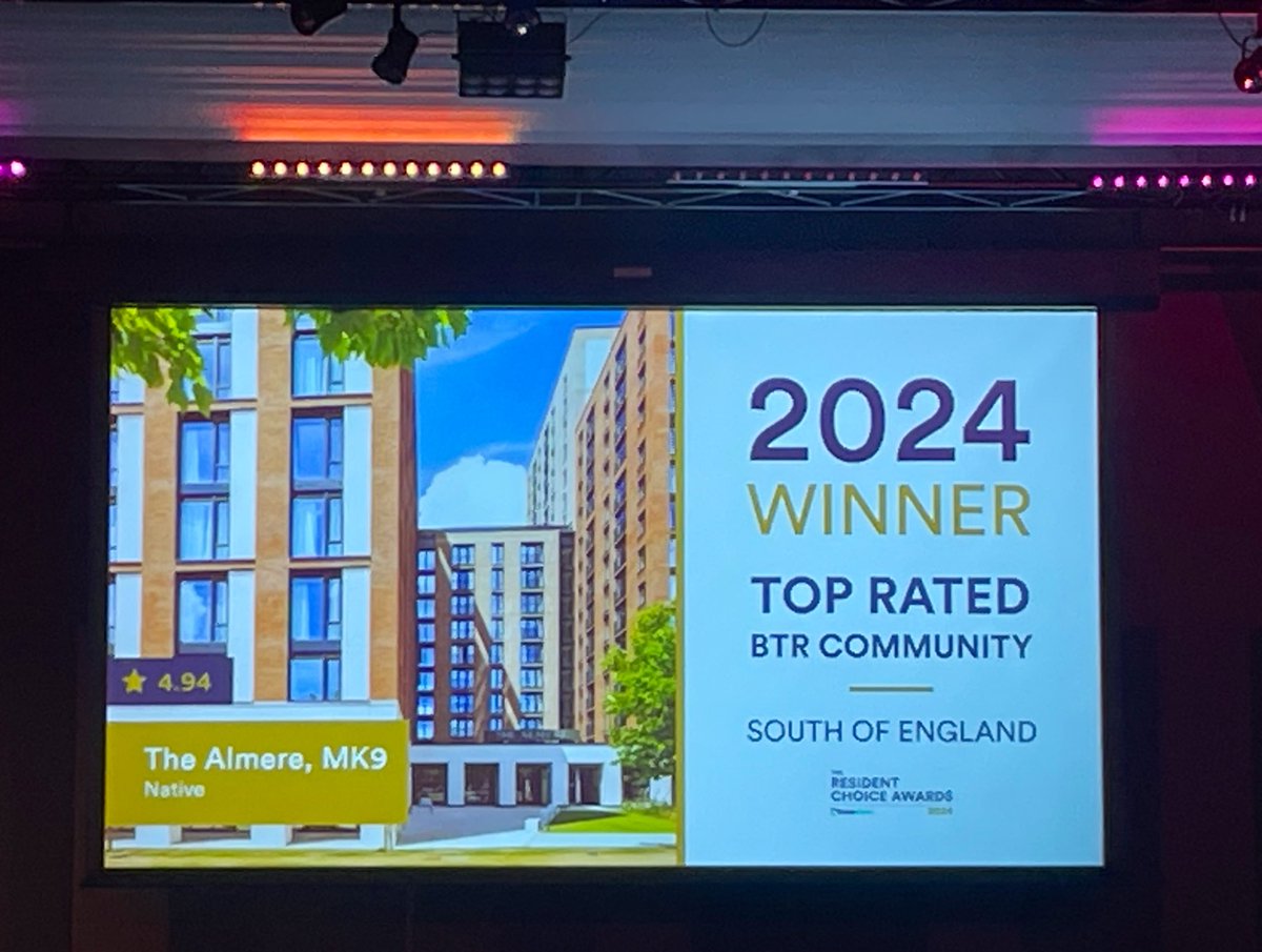 Nothing better for architects to hear that our buildings make people happy! So pleased for the Almere to have won ‘top rated community in the south of England’ - voted by its residents at  <a href="/Homeviews_com/">HomeViews</a>  awards today! Designed for @PackagedLiving and operated by <a href="/nativegroup/">Native</a>