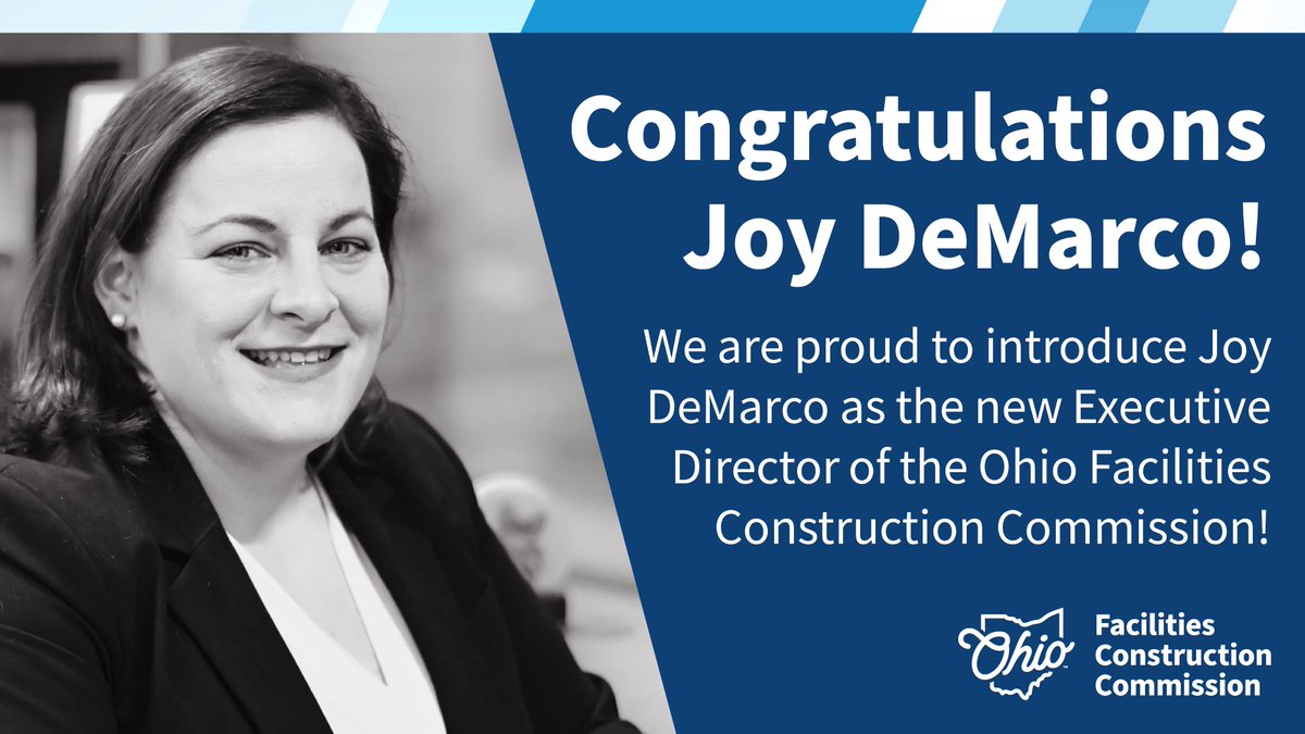 OHFacilities's tweet photo. We are proud to introduce Joy DeMarco as our new Executive Director, starting March 1. She takes over for Cheryl J. Lyman, who will retire at the end of the month. Learn more: https://t.co/xORgHN4YKw https://t.co/AxV0Wwzl7c