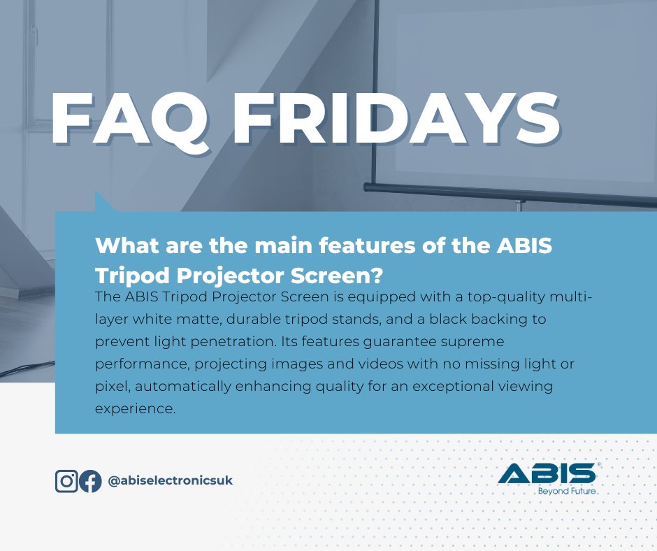 abiselectronics's tweet photo. This FAQ Tuesday, let's explore the extremely versatile and mobile ABIS Tripod Projector Screen.

We'll be answering some FAQ to help you get to know our product better. Got more questions? Drop them below! 🌐🔍 #ABISFAQ

Order here: https://t.co/XvXHH5vwR6 https://t.co/YyjFLMBc0X