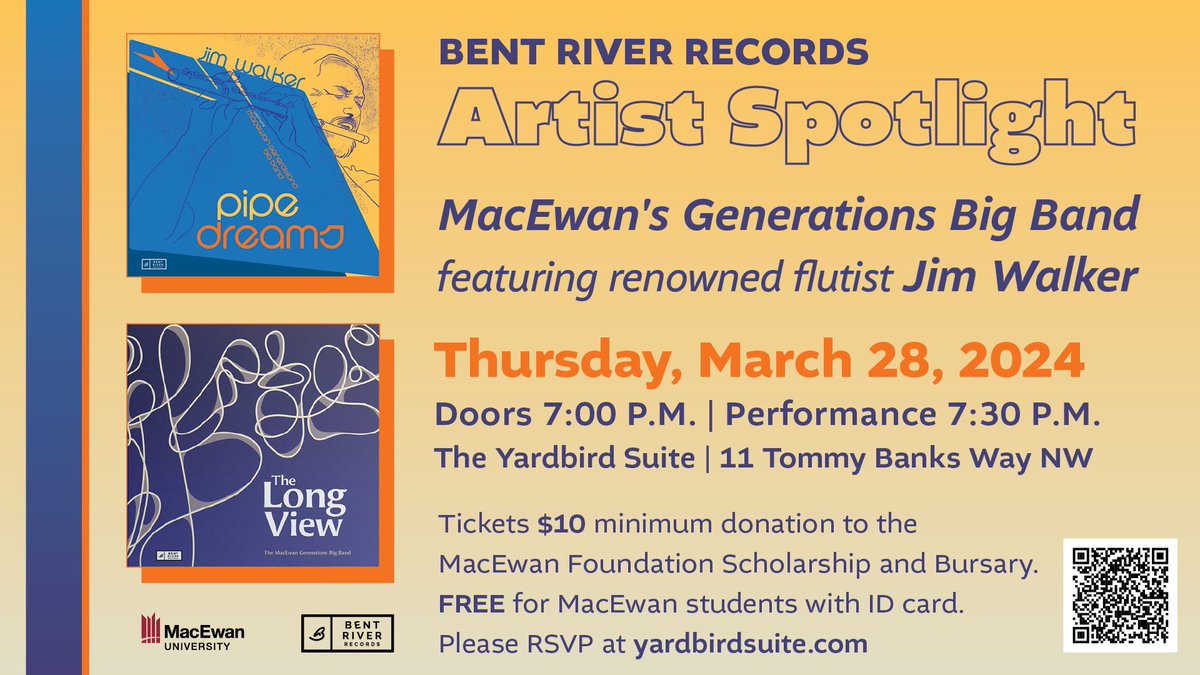 Bent River Records (@bentriveryeg) on Twitter photo Bent River Records is Proud to Present our Artist Spotlight event happening on March 28th featuring Jim Walker and MacEwan Generations Big Band. Tickets can be purchased on the <a href="/YardbirdSuite/">Yardbird Suite</a> website at the link below
yardbirdsuite.com/shows/bent-riv… Bent River Records is Proud to Present our Artist Spotlight event happening on March 28th featuring Jim Walker and MacEwan Generations Big Band. Tickets can be purchased on the <a href="/YardbirdSuite/">Yardbird Suite</a> website at the link below
yardbirdsuite.com/shows/bent-riv…