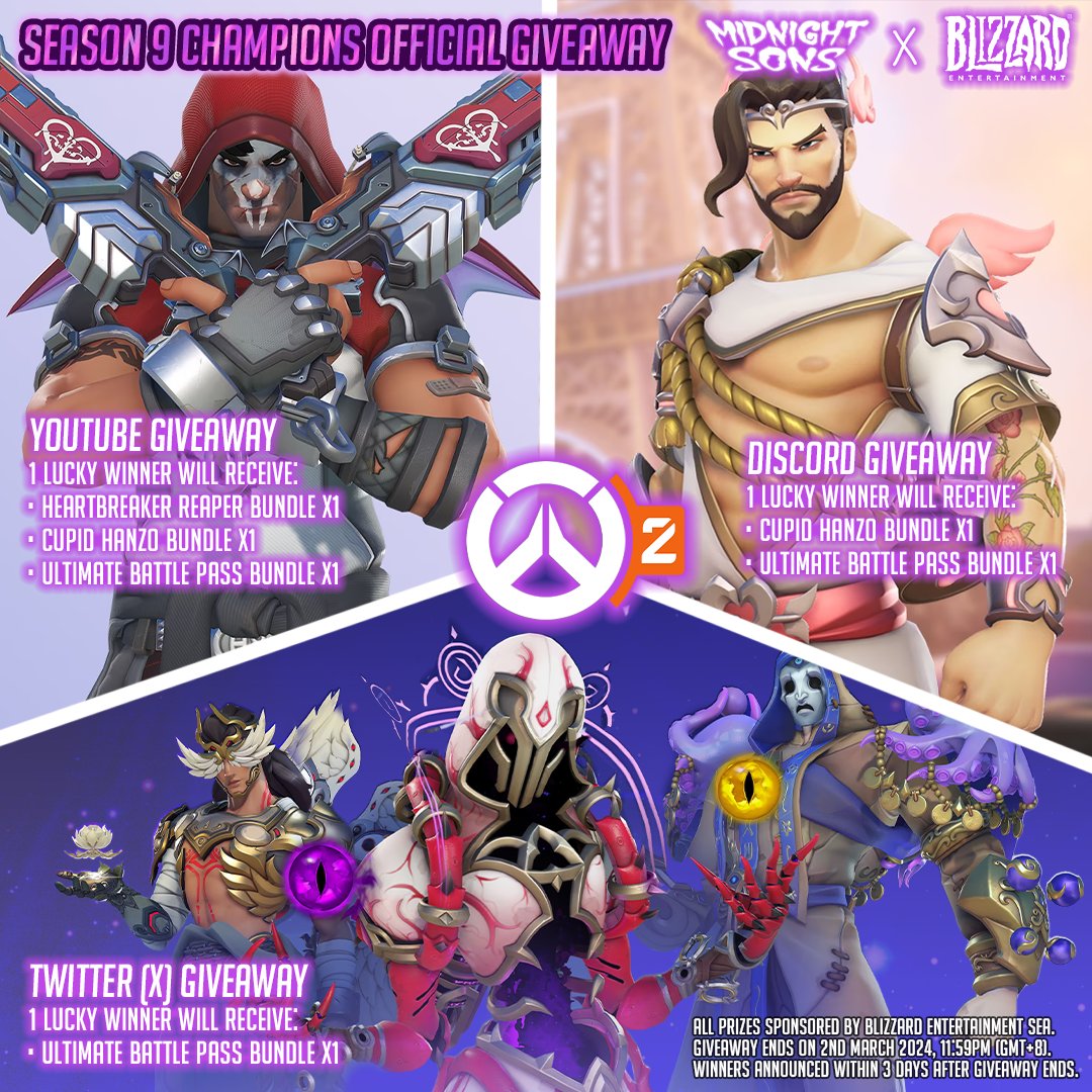 GraspVictory's tweet image. 🎁#Giveaway courtesy of @PlayOverwatch!

Win Ultimate Battle Pass Bundles for #Overwatch2!

How To Enter:
👥 Follow @GraspVictory
🔁 Retweet+Like
🧑‍🤝‍🧑 Tag a friend!

🗓️ Ends Mar 2

Optional: Join my YouTube &amp;amp; Discord giveaways for additional chances to win! youtube.com/watch?v=wZJN4S…