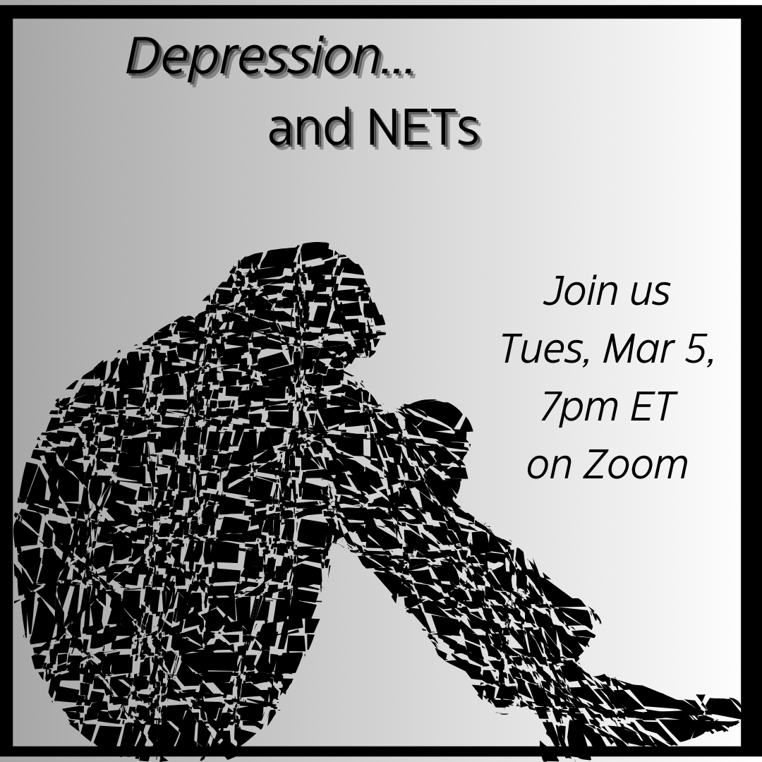 NANETS' APP/AHP Special Interest Group welcomes Jessica Thomas, @NETRF Patient Ed Director, on Mar 5, talking about #Depression and #NETs. All are welcome! Join the Zoom meeting:loom.ly/aZnCbKg