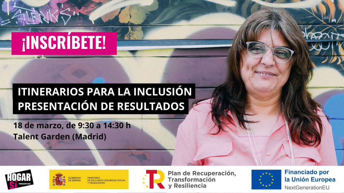 👷💇 ¿Te interesa la inserción laboral de las personas en situación de #sinhogarismo?

Presentamos los resultados de #ItinerariosSinhogarismo y nuestras conclusiones sobre el #EmpleoPersonalizado de la mano de <a href="/inclusiongob/">Ministerio Inclusión Seguridad Social Migraciones</a>.

Inscripción 👇
hogarsi.org/presentacion-r…
#NextGeneration