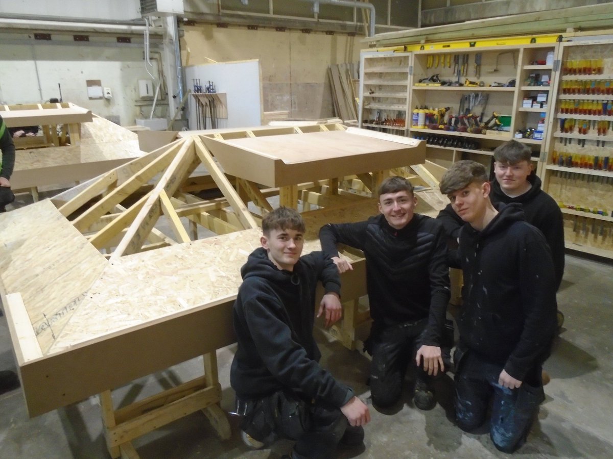 Constructionat2's tweet photo. traditional cut roofs with dormers completed by the 2nd year joinery apprentices A group well done guys https://t.co/zgGMFLwl7o
