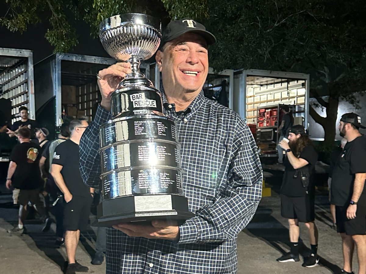 jontaffer's tweet image. Season 9 of @barrescue is extra special. I just wrapped up my 250th episode! My crew surprised me with a Stanley Cup replica with all 250 bars/episodes we've rescued. Thank you to my art team who has been with me for 13 years and my wonderful crew. Tune in for a special season.