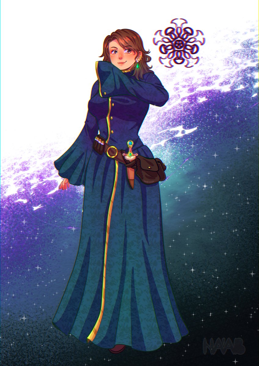 Esta terminada mi #Lightweaver 💙✨azul Kholin porque es la unica decision correcta obvio 😌.

Y les presento a "garabato" tiene un sentido del humor roto y le gusta recordarme que tengo 50+ dibujos pendientes que aun no termino 🫠