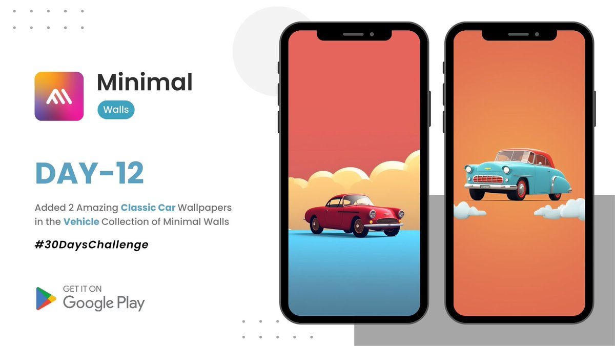 #30DaysChallenge Giveaway LIVE

Day - 12:
Added 2 Amazing Classic Car Wallpapers in the Vehicle Collection of Minimal Walls

🛒 Check it out here:
play.google.com/store/apps/det…

#MinimalWalls #Car #ClassicCar #VintageCar #CarWallpaper #Blue #Wallpaper #iPhoneWallpaper #iPhone #iOS17