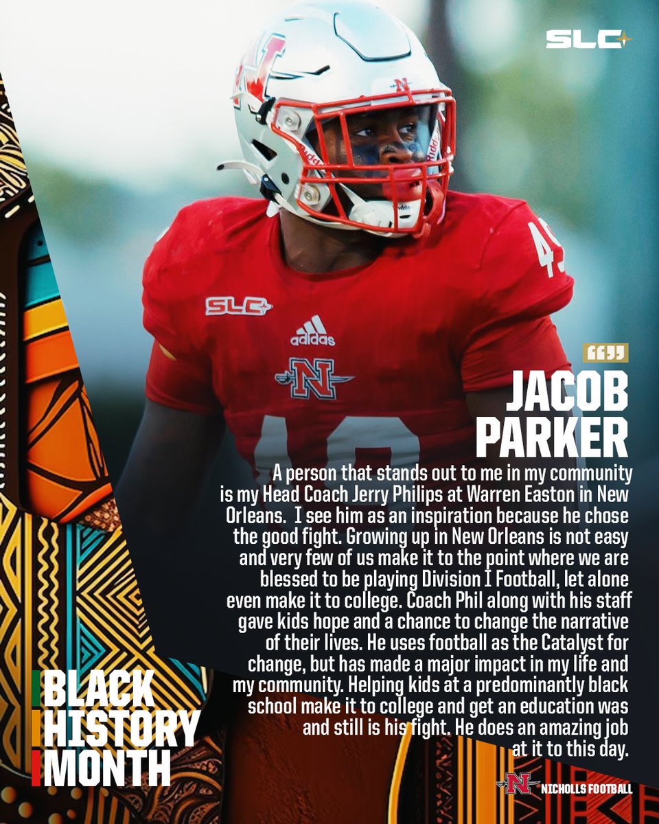 Jacob Parker of Nicholls Football on who inspires him in his community #BlackHistoryMonth