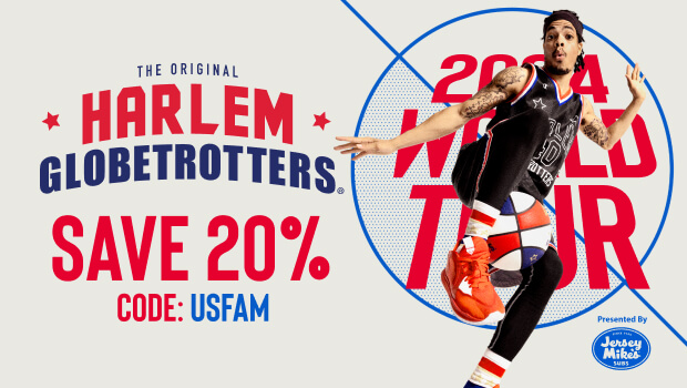 HARLEM GLOBETROTTERS 2024 WORLD TOUR Tickets are now on sale! Save up to 20% with Promo Code: USFAM Bringing world-class basketball showmanship to arenas all over the U.S. harlemglobetrotters.com/world-tour/sch… (Discount valid on tickets purchased at least One Week Prior to Game Date) <a href="/usfg/">US Family Guide</a>
