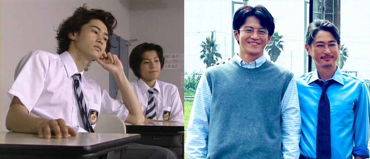 unleashthegeek's tweet image. Kubozuka Yosuke &amp;amp; Oguri Shun in GTO (1998) and GTO Revival (2024). The special drama will air on April 1.