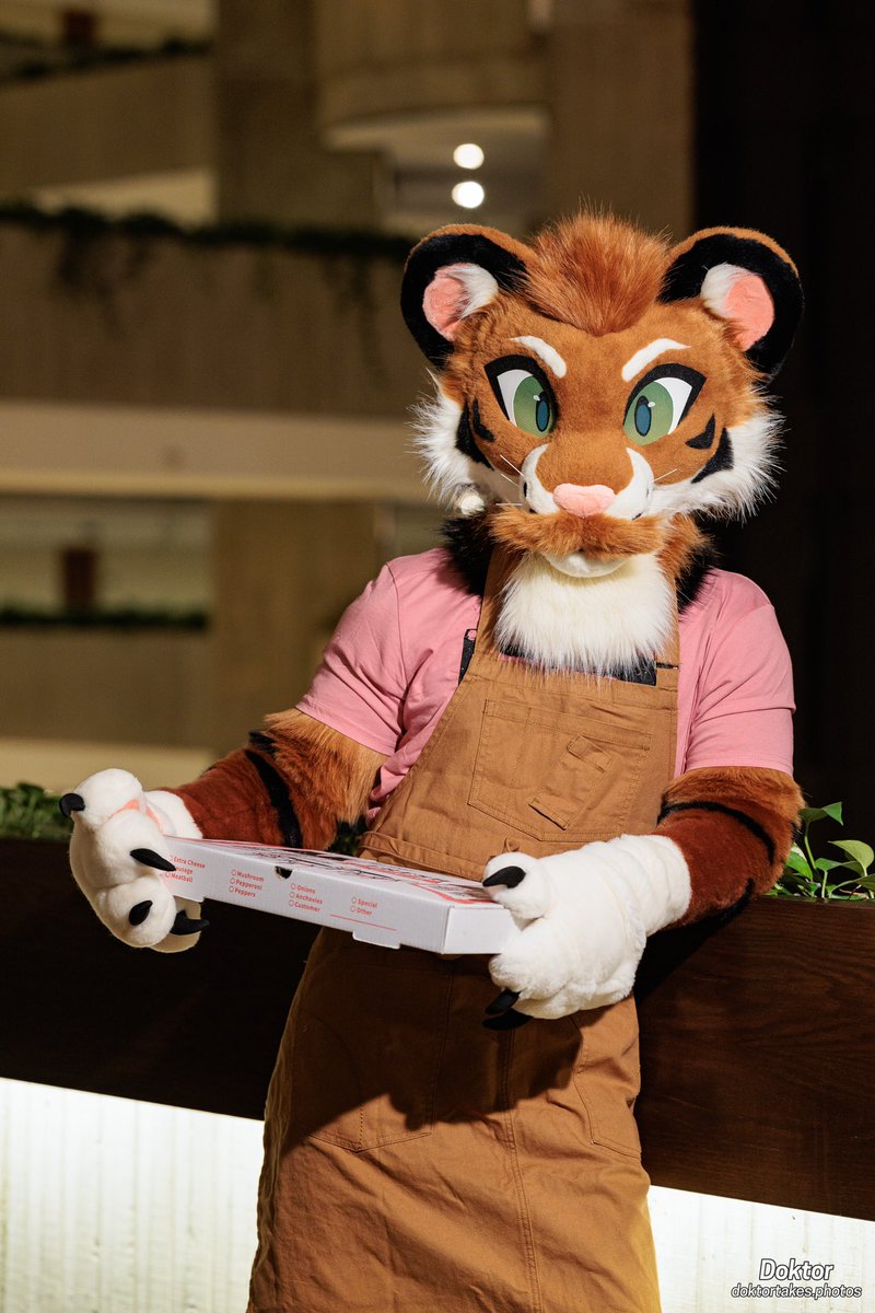Hi I’m the service tiger, Butler. I enjoy helping, serving, be it by brewing fresh coffee, carrying heavy objects, or holding space for you to be. Happy #FursuitFriday.