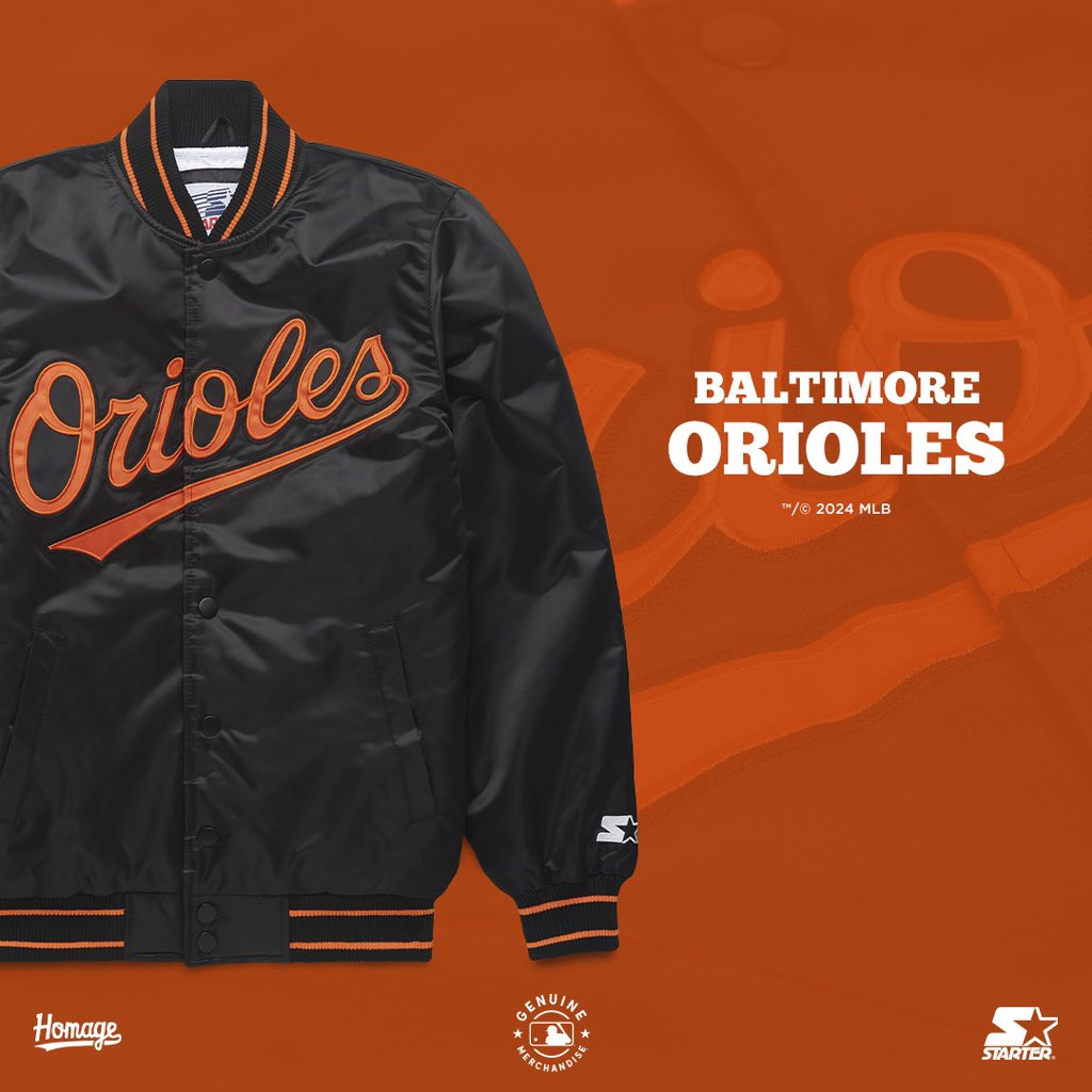 pamsson's tweet photo. Here’s a thread of every @homage @Starter MLB team satin jacket. I didn’t want Yankees fans to be the only excited ones about the release. I’m presenting by division. They release Monday morning at 8:30am. Limited quantities. I’ll drop the link Monday. Please share this. AL EAST: https://t.co/ddvOFeLNDK