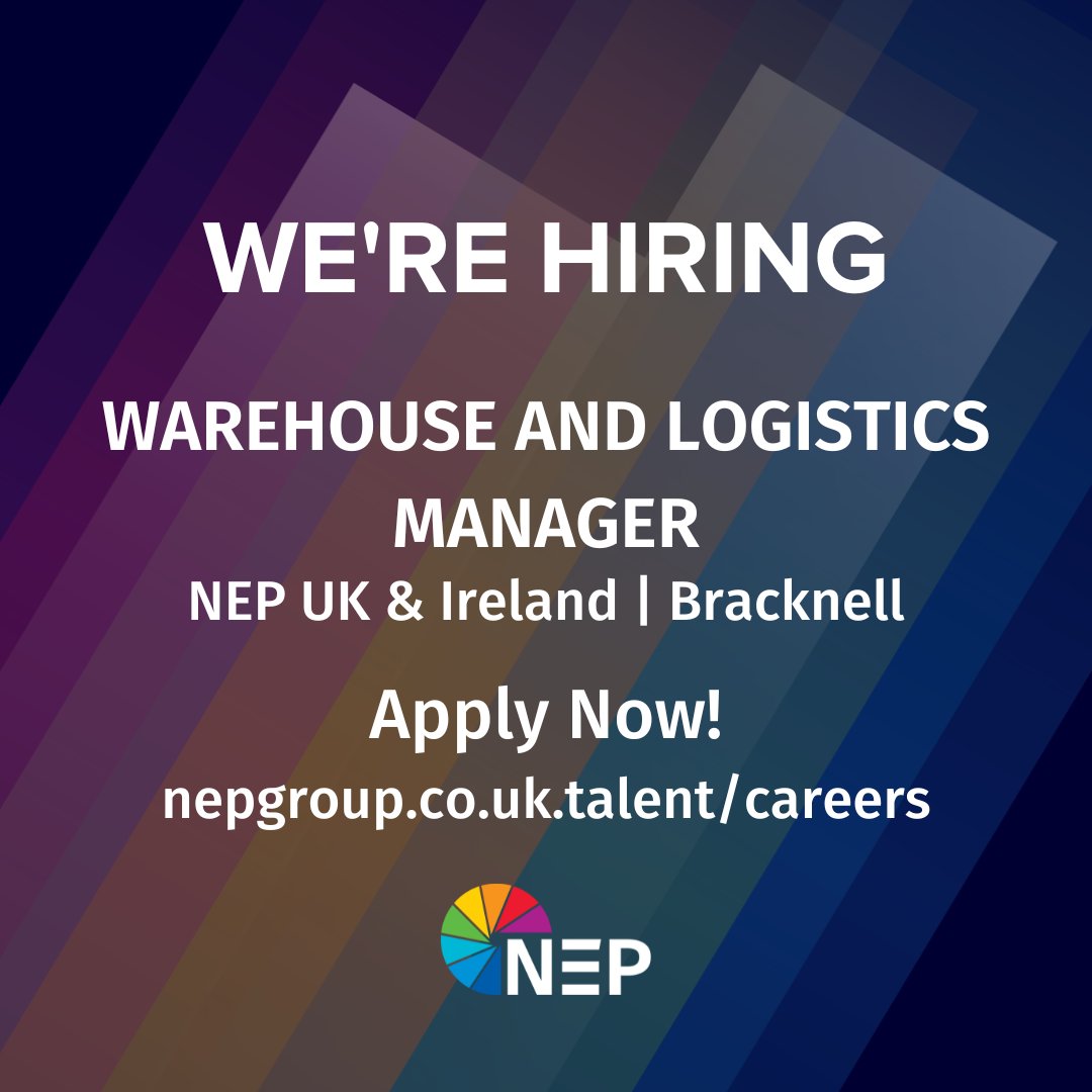 📣 WE'RE HIRING 📣 It's a busy week for new vacancies at NEP, and we are delighted to share a position has become available to join our team as Warehouse & Logistics Manager. Apply today at ow.ly/h21H50QHfSa #Hiring #Broadcast #OutsideBroadcast #Careers