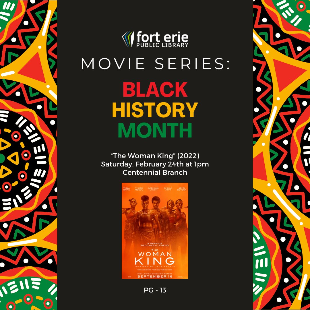 forterielibrary's tweet photo. We hope you enjoyed February’s movie series! Our last screening will be “The Woman King” (2022).

Register Online: https://t.co/R1Y6Gc7Ugh https://t.co/BaNoNUbSGo