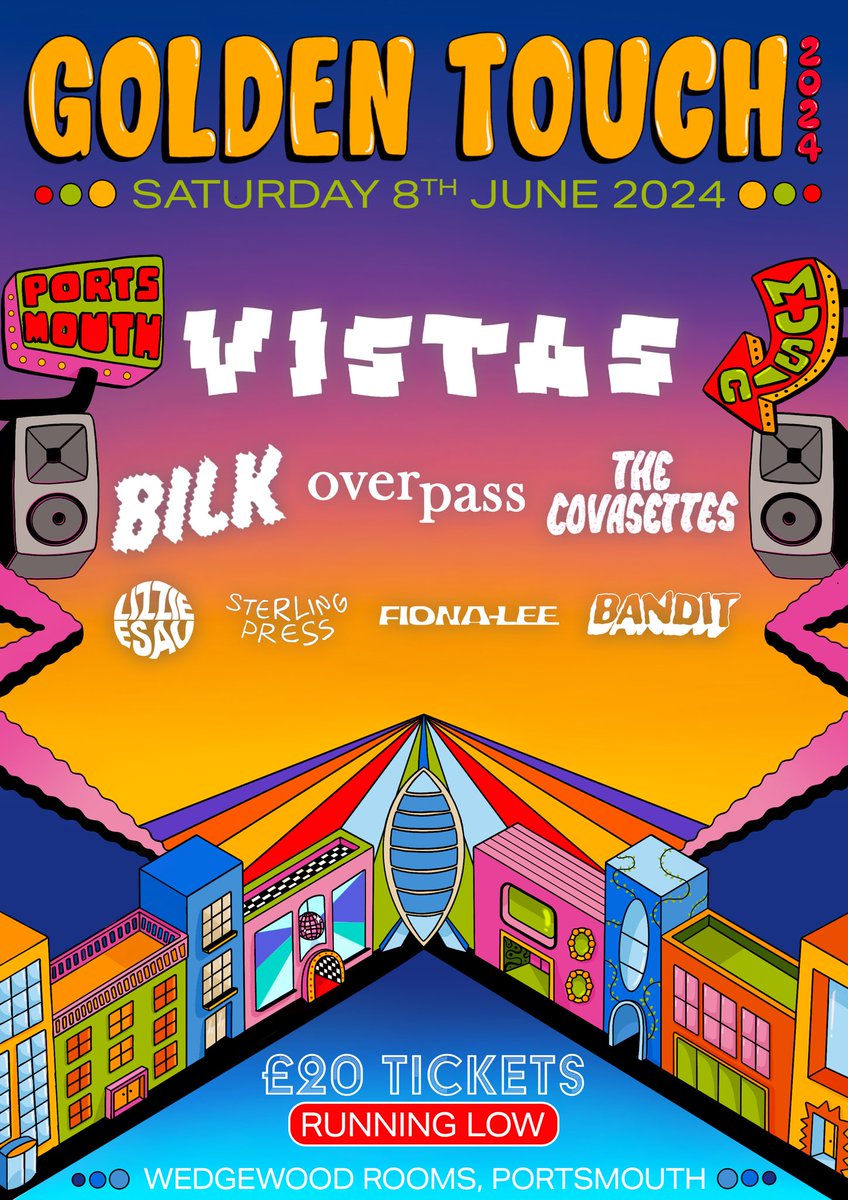 1st wave is here! Buzzing to kick things off with our first 8 acts for 2024 This year we’ll be joining by our headliners @vistasmusic alongside @BILKBANDPAGE @overpass_band @TheCovasettes @lizzieesau @sterlingpress_ Fiona-Lee & @banditmusicuk £20 tickets:seetickets.com/event/golden-t…