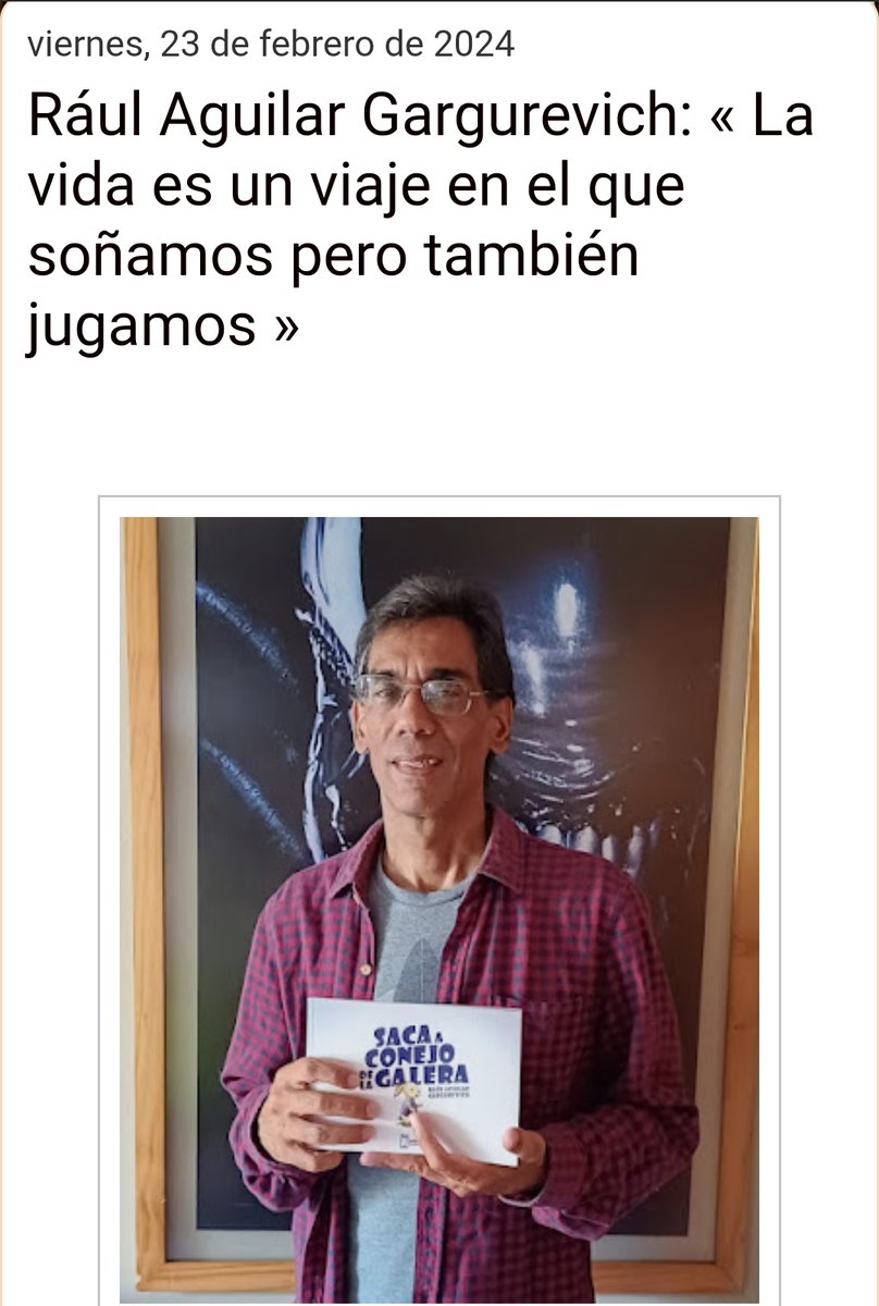 Elgareategui1's tweet photo. Entrevista al escritor Raúl Aguilar Gargurevich.
https://t.co/vE77Lqd3Fu...
#entrevista #Entrevistas #Eblog #elblogdeelgareategui #escritores #EscritorPeruano #escritoreslatinoamericanos #narradores #relatista #escritorderelatos #relatoscortos #yoescribo #yoes #elgareategui https://t.co/YHaTvCWS15