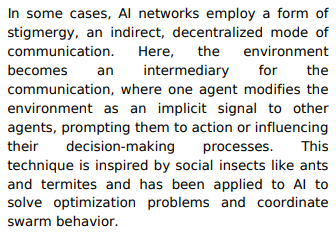 @David_Gunkel @StonedavidA @visakurki 'In some cases, AI networks employ a form of stigmergy' (p.119) instabooks.ai/products/169bd… Stigmergy operates without the need for planning, control, or direct communication between agents. tandfonline.com/doi/full/10.10…