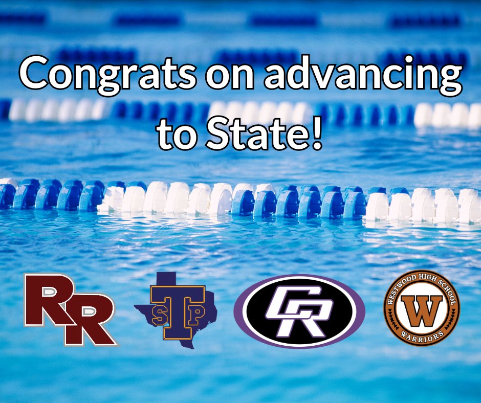 RoundRockISD's tweet photo. AMAZING: Nearly 2 dozen Round Rock ISD swimmers and divers are competing in the STATE competition today and tomorrow at the Lee &amp; Joe Jamail Texas Swimming Center at the University of Texas in Austin! 🏊 Good luck, y'all! 🙌 https://t.co/5DqcvPeofP