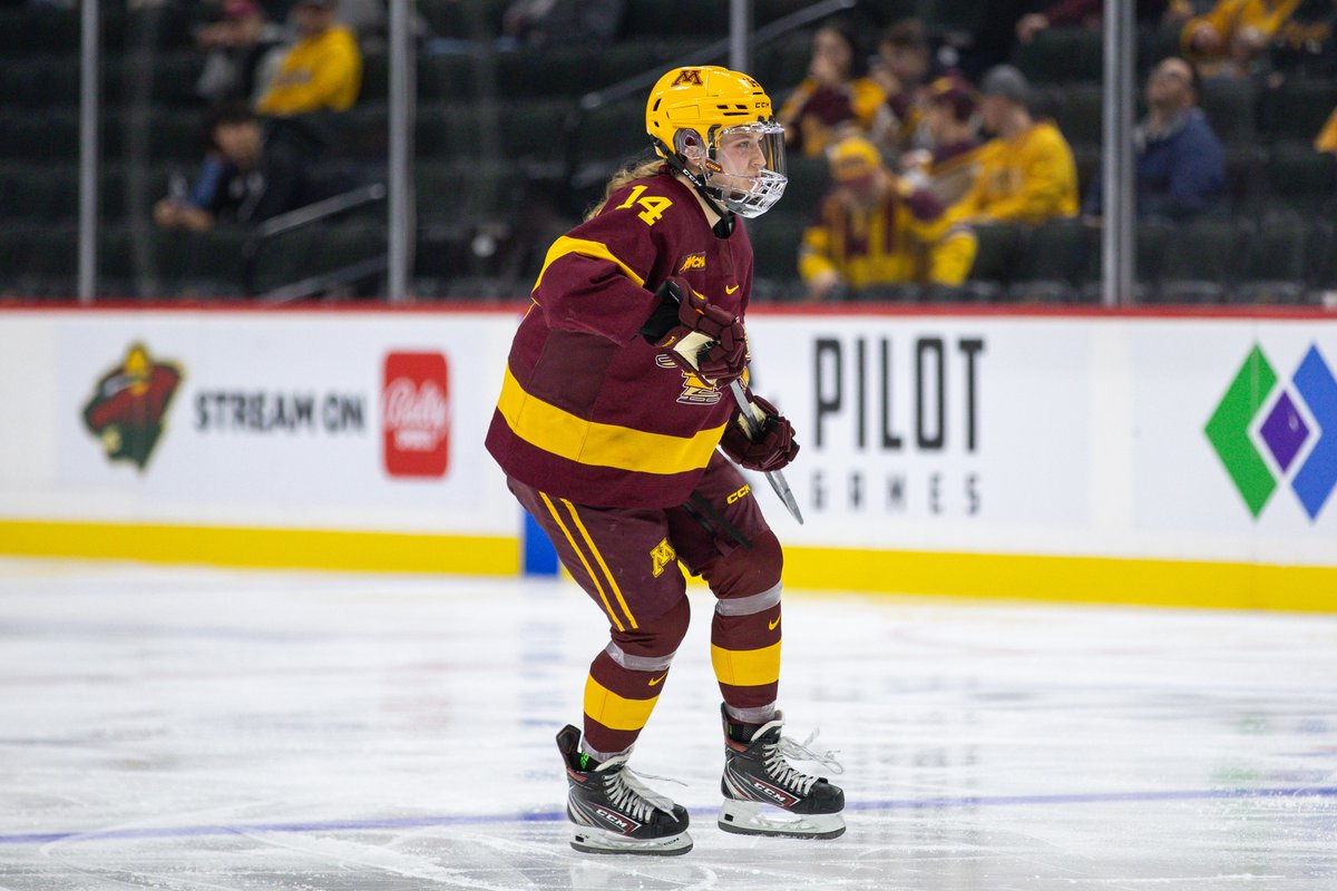 Next up on our senior spotlights is No. 14! The defender from Minnetonka has tallied 20 points with 3 goals and 17 assists in 90 games in Maroon & Gold. Her first career goal came in a big road win over top-ranked OSU in 2022! Thank you and Congratulations, @nicholsonmag! 〽️