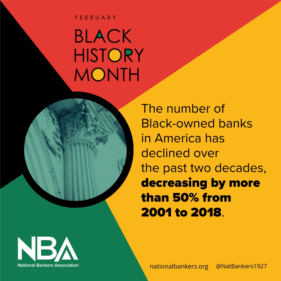 Black-owned banks 🏦 play a vital role in the American economy. Supporting them enables them to lend more funds to African-American businesses, create employment opportunities, and reduce the #RacialWealthGap. nationalbankers.org #Banking, #BlackHistoryMonth