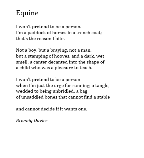 Bren is 24 now and I think it is time he was famous. Such a poet.