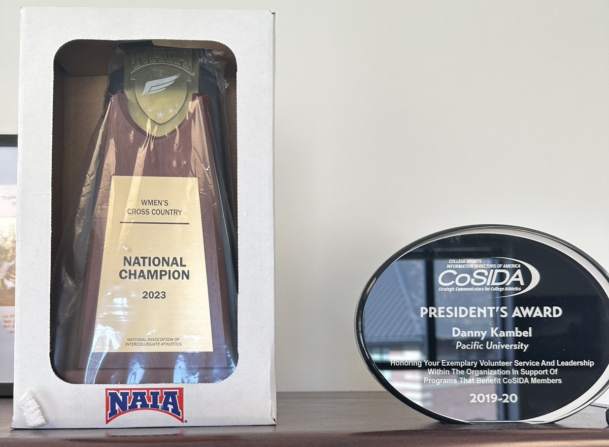 Thank you @NAIASIDA for the replica NAIA Women’s Cross Country National Championship trophy. #Blessed