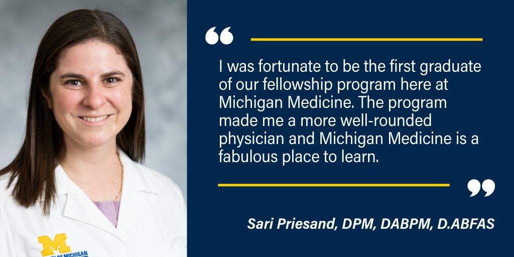 UMIntMed's tweet photo. Learn about Dr. Sari Priesand’s clinical and research work, why she chose the Michigan Medicine Podiatry Fellowship Training Program, and her current role as the associate program director. #podiatry #limbsalvage #fellowship
https://t.co/TaJaizyNJa https://t.co/1VGkqjnfQ3