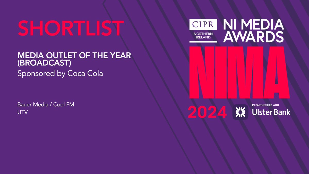 Media Outlet of the Year – Broadcast, sponsored by Coca Cola HBC

<a href="/UlsterBankNI/">Ulster Bank</a> #NIMA2024